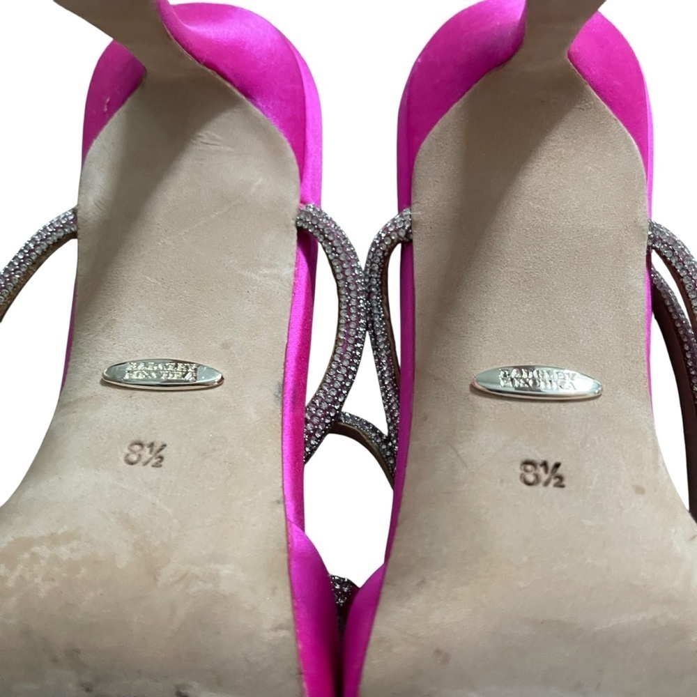 Badgley Mischka Pink Satin Pointed-Toe Heels - Picture 9 of 10
